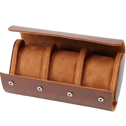 Premium 3 Slots Watch Roll - Brown
